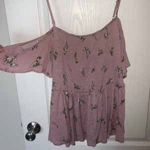 Pink open shoulder spaghetti strap top